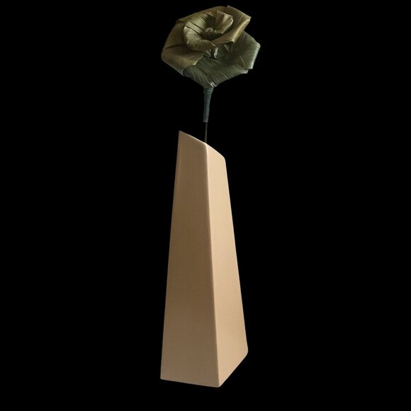 Vintage Modernist Tan Geometric Vase By Toyo Japan - Picture 5 of 7